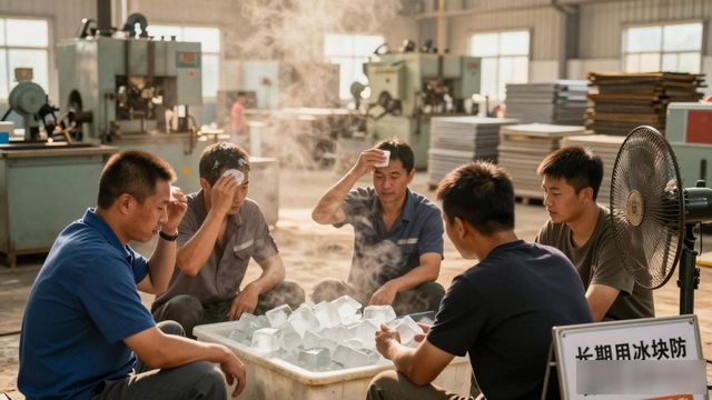 车间高温不用愁 北辰防暑降温冰块成了工人的救命凉方
